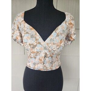 Guess Floral Off-Shoulder Crop Top Size Medium Pastels
